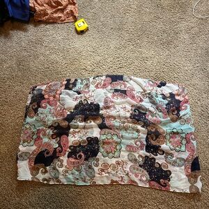 Lavello lifestyle Lightweight Paisley infinity Scarf in Pink, Aqua & Navy